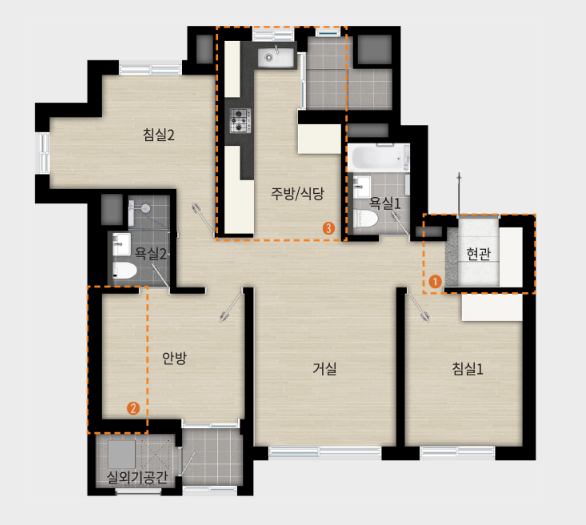 래미안 라그란데 59C 평면도