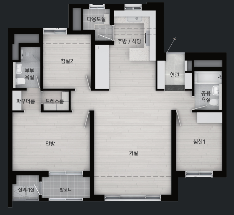 이문 아이파크 자이 84A 평면도