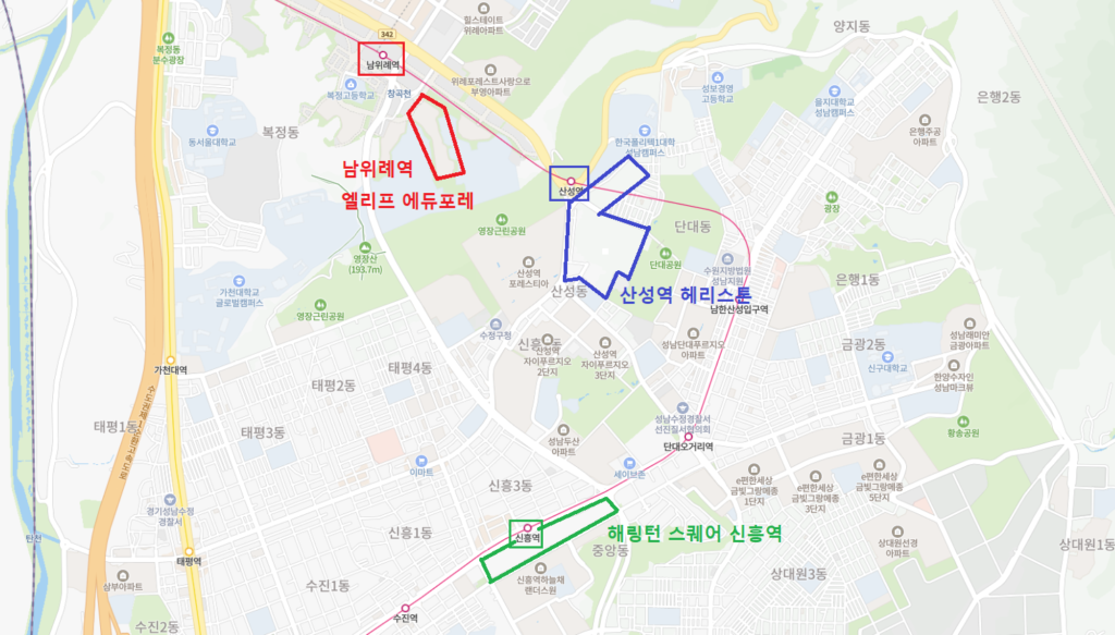 남위례 에듀포레, 헤리스톤, 해링턴 스퀘어 입지