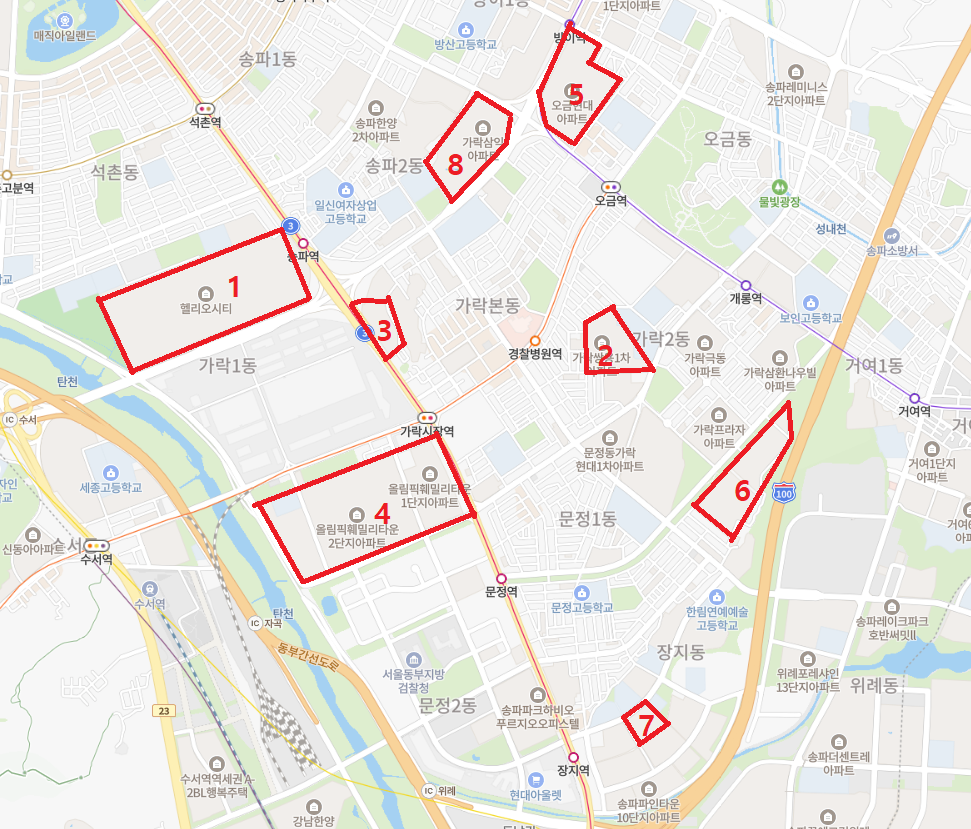 송파구 중남부지역 아파트 분석