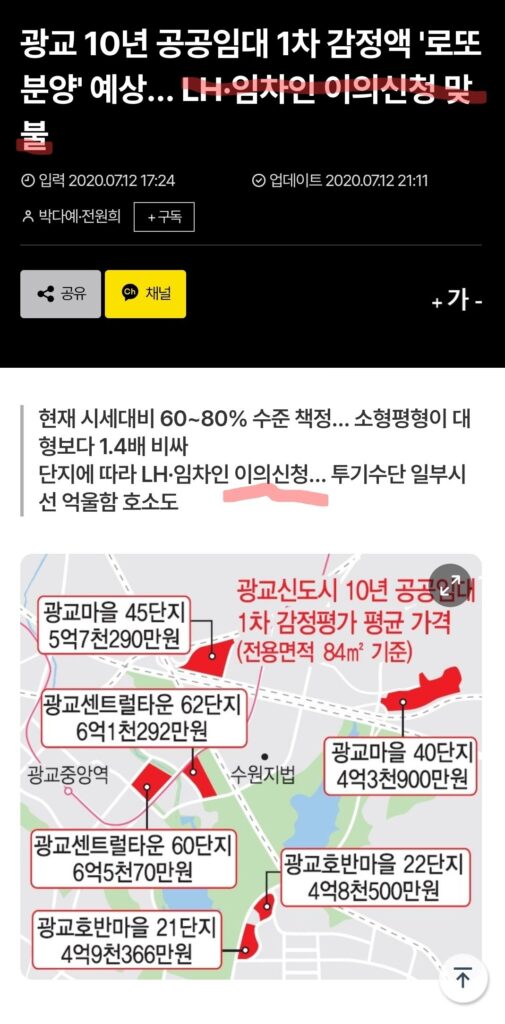 광교신도시 임대주택 분양 전환 비율 관련 기사