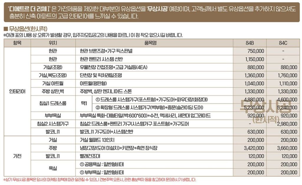 북수원 디에트르 더 리체 옵션 무상제공 혜택