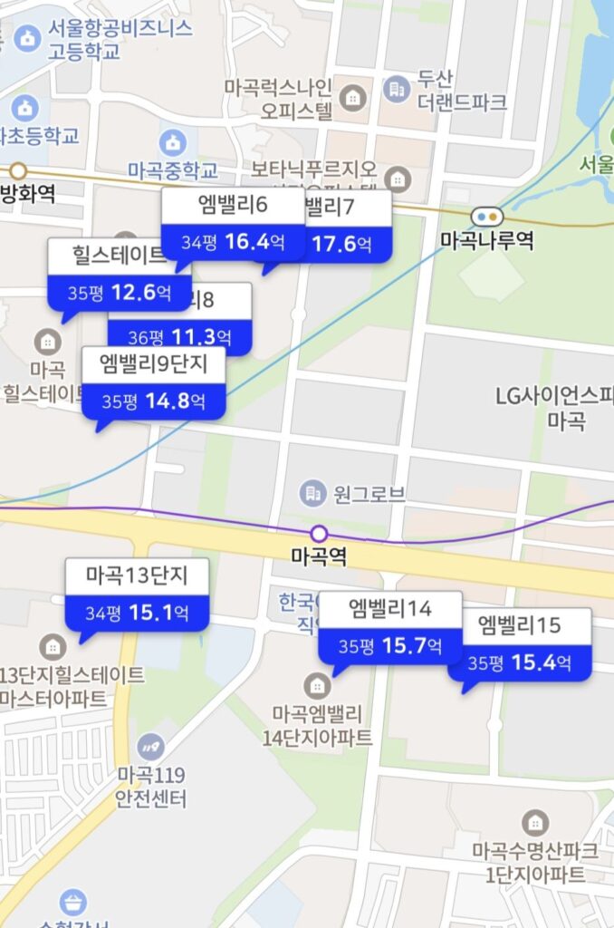 강서구 마곡동 일대 30평대 실거래가