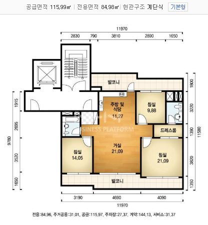 문래자이 전용 84 평면도