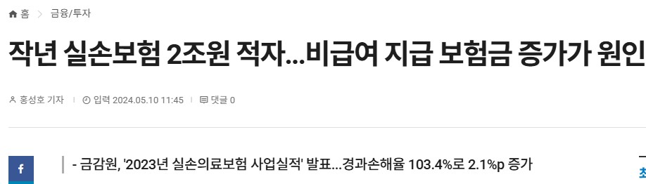 실손보험 적자 폭