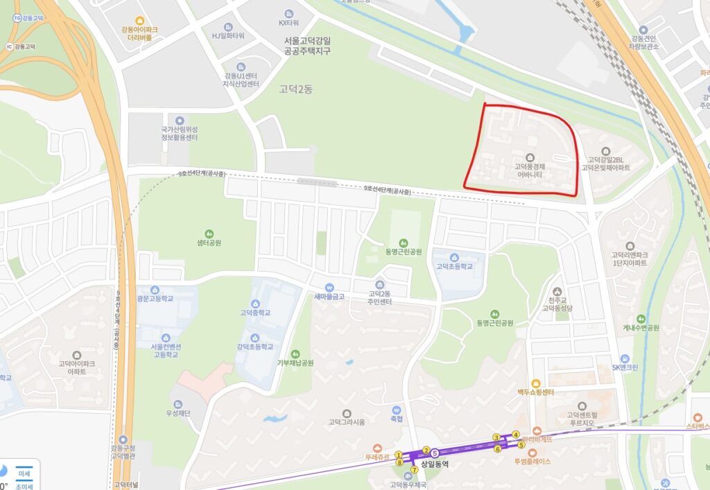 고덕 풍경채 어바니티 입지