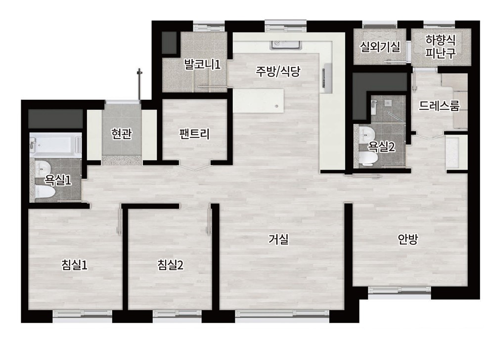 비주류 평형 (27평) 전용 65A 평면