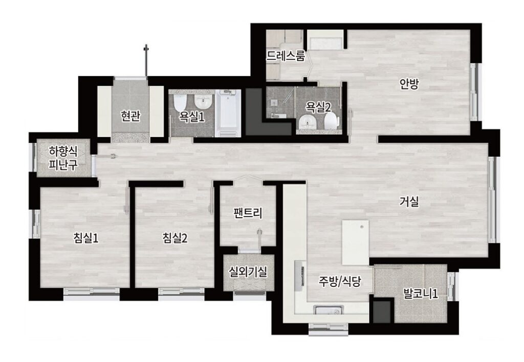비주류 평형 (27평) 전용 65B 평면