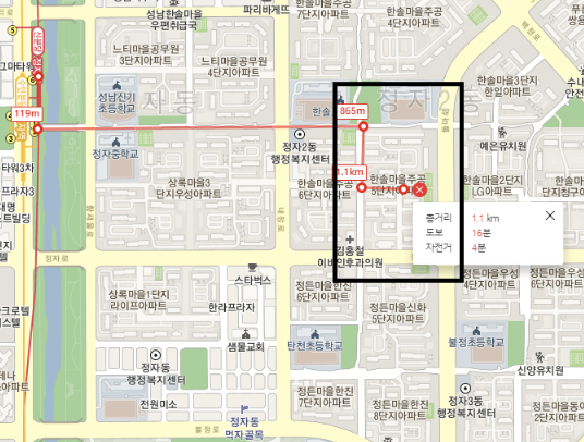 한솔 5단지 입지 지도2
