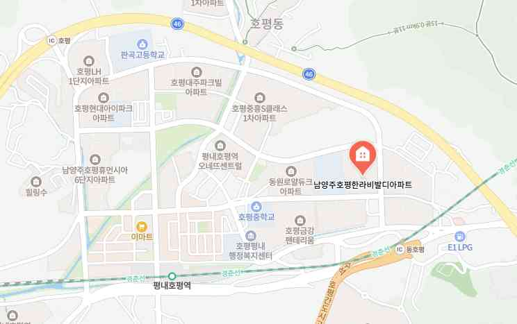 남양주호평한라비발디아파트 위치